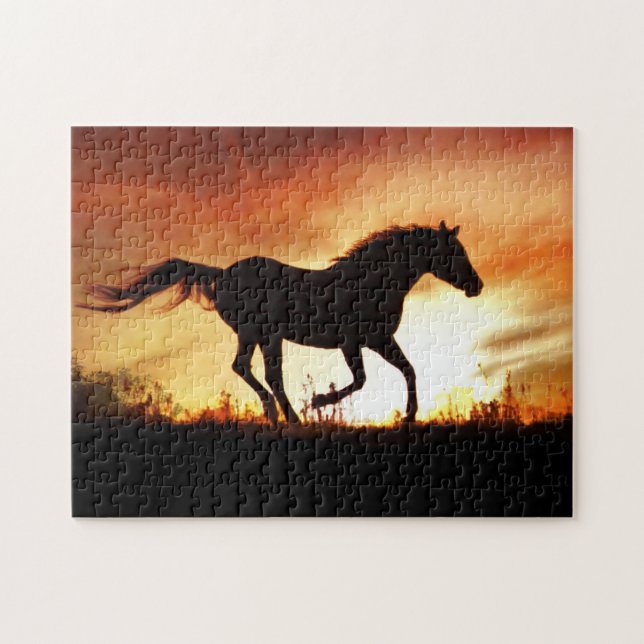Horse and Sunset Running Jigsaw Puzzle (Horizontal)