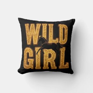 Horse and 'Wild Girl' Sign Cushion