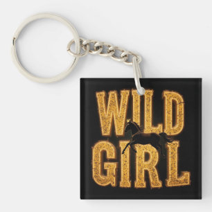 Horse and 'Wild Girl' Sign Key Ring