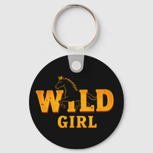 Horse and 'Wild Girl' Sign Key Ring