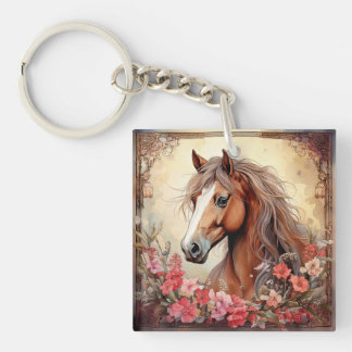 Horse and Wildflowers Key Ring