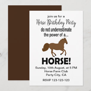 Horse Animal Cute Funny Horse Birthday Party Invitation