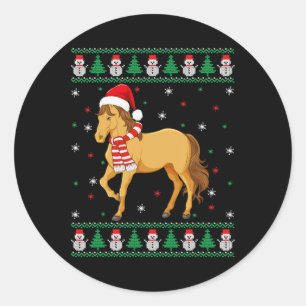 Horse Animal Matching Family Ugly Christmas Sweate Classic Round Sticker