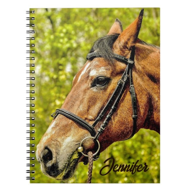 Horse Animal Portrait Personalised Name Notebook (Front)