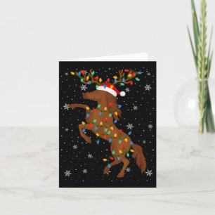 Horse Animal Santa Hat Ugly Christmas Tree Lights  Card