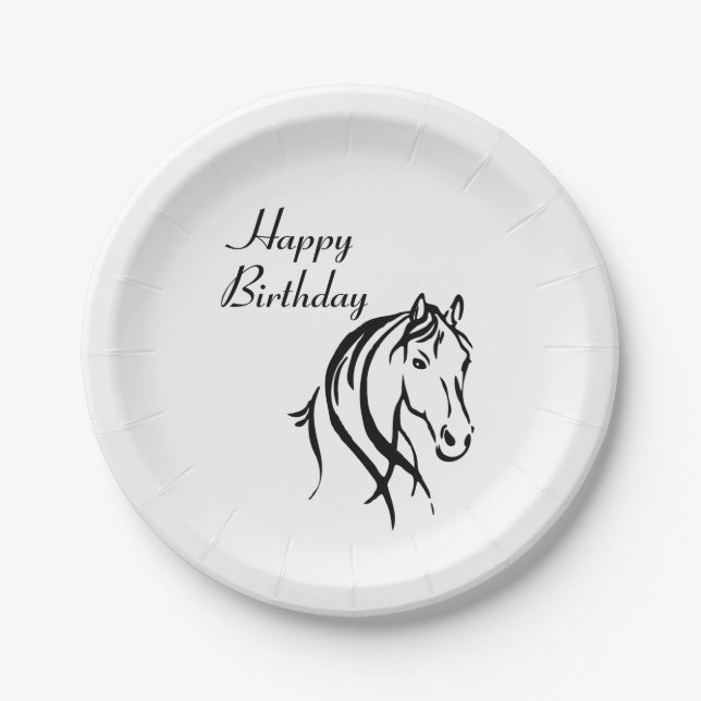 Horse Animal Theme Birthday Party Paper Plate (Front)