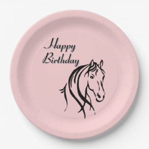 Horse Animal Theme Birthday Party Pink Paper Plate