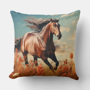 Horse Animal Wildlife Wilderness Colourful Wall Ar Cushion