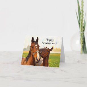 Horse Anniversary Card   Romantic Equine Couple