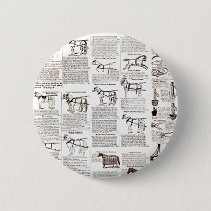 Horse Antique Advertising Newspaper Art 6 Cm Round Badge