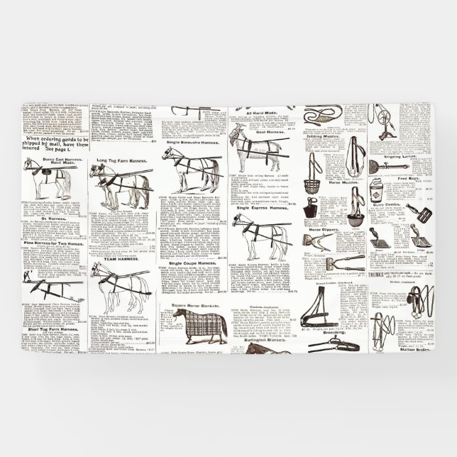 Horse Antique Advertising Newspaper Art Banner (Horizontal)