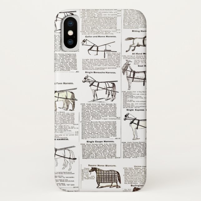 Horse Antique Advertising Newspaper Art Case-Mate iPhone Case (Back)