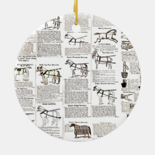 Horse Antique Advertising Newspaper Art Ceramic Ornament