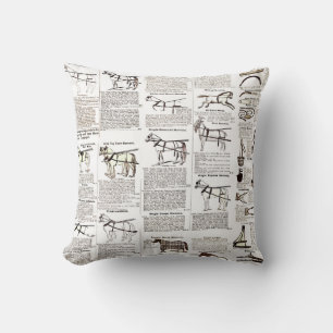 Horse Antique Advertising Newspaper Art Cushion
