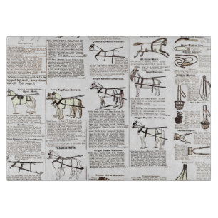 Horse Antique Advertising Newspaper Art Cutting Board