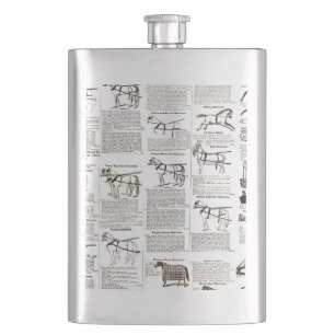 Horse Antique Advertising Newspaper Art Hip Flask
