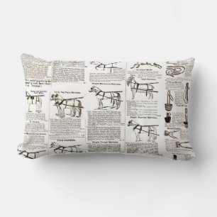 Horse Antique Advertising Newspaper Art Lumbar Cushion
