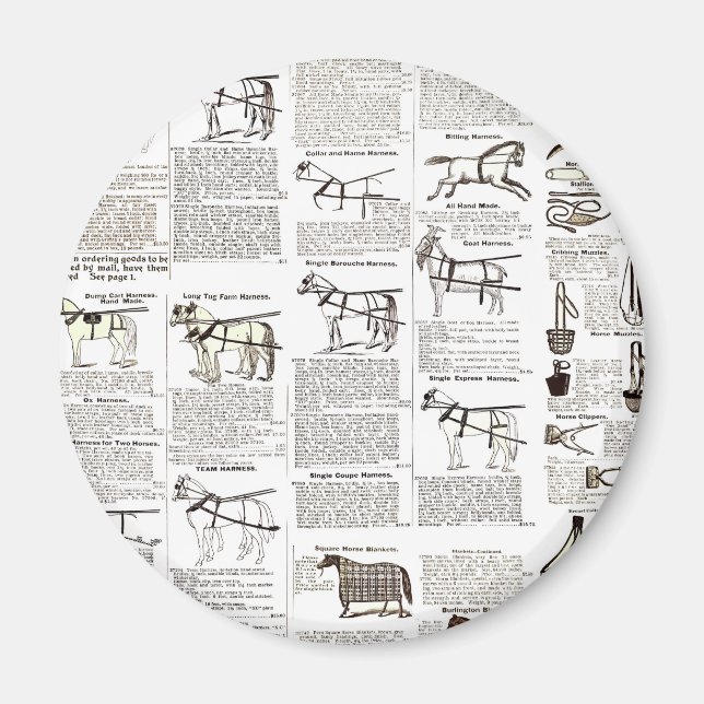 Horse Antique Advertising Newspaper Art Magnet (Front)