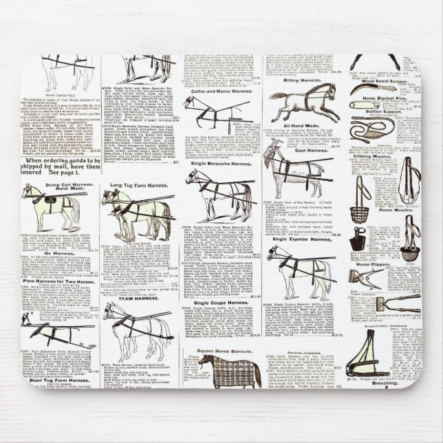 Horse Antique Advertising Newspaper Art Mouse Pad (Front)