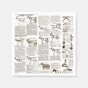 Horse Antique Advertising Newspaper Art Napkin