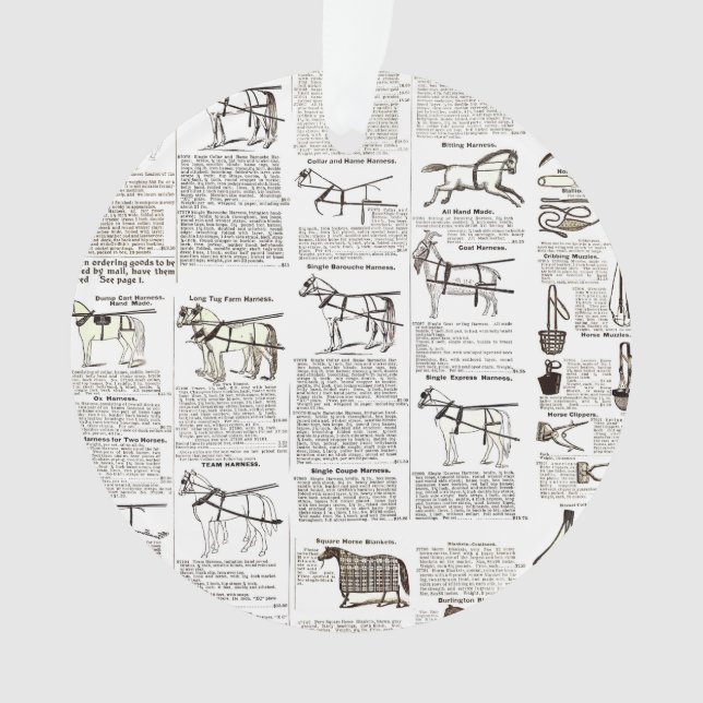 Horse Antique Advertising Newspaper Art Ornament (Front)