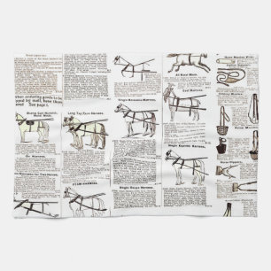 Horse Antique Advertising Newspaper Art Tea Towel