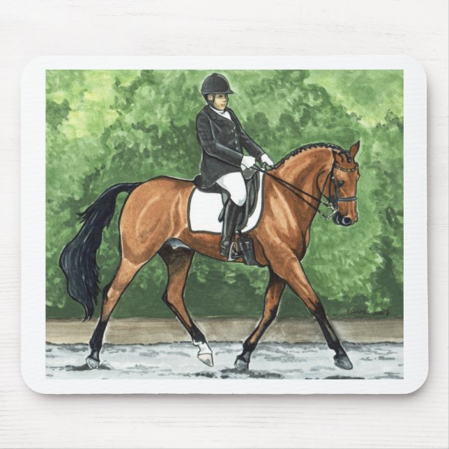 Horse Art Dressage Horse Bay Trotting Mouse Pad (Front)