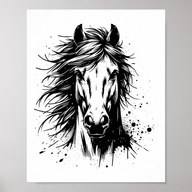 Horse Art For Men Women Kids Horse Portrait Equest Poster (Front)