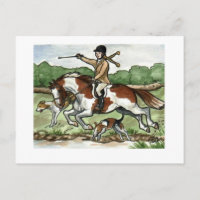 Horse Art Foxhunt girl on Paint Pony