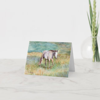 Horse Art Painting White Horse Watercolor Card