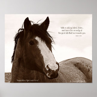Horse Art Poster With Inspirational Quote 11x14