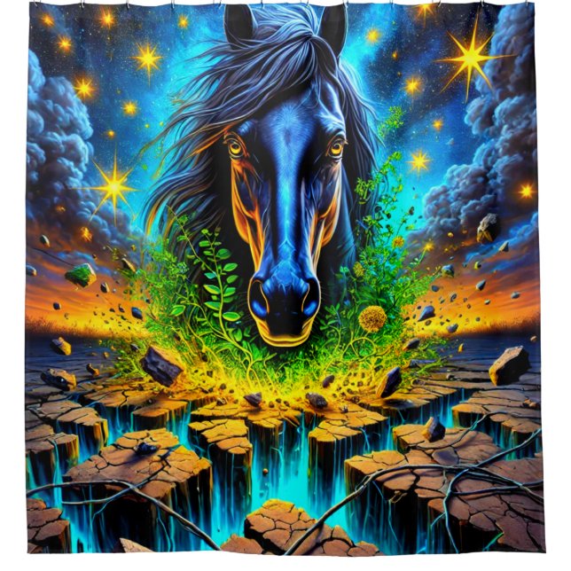 Horse Art Shower Curtain (Front)