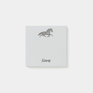 Horse Art Vintage Style Post It Note Pad and Name