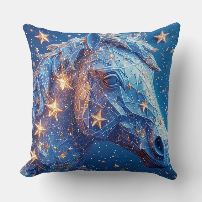 Horse Art with Starry Background Cushion (Front)