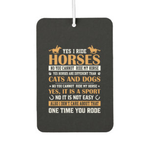 Horse Art Yes I Ride Horses Car Air Freshener