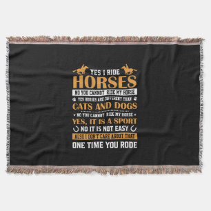 Horse Art Yes I Ride Horses Throw Blanket