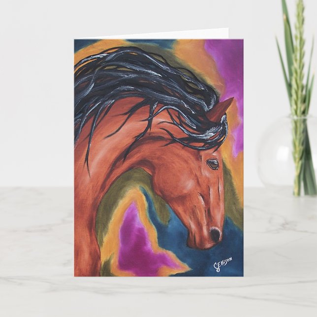 Horse Artsy Equestrian Greeting Card (Front)