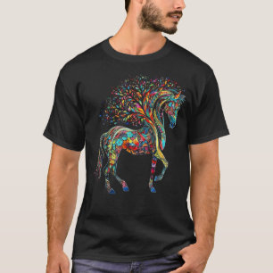 Horse Artwork Tree Colourful Animal Horse 1 T-Shirt