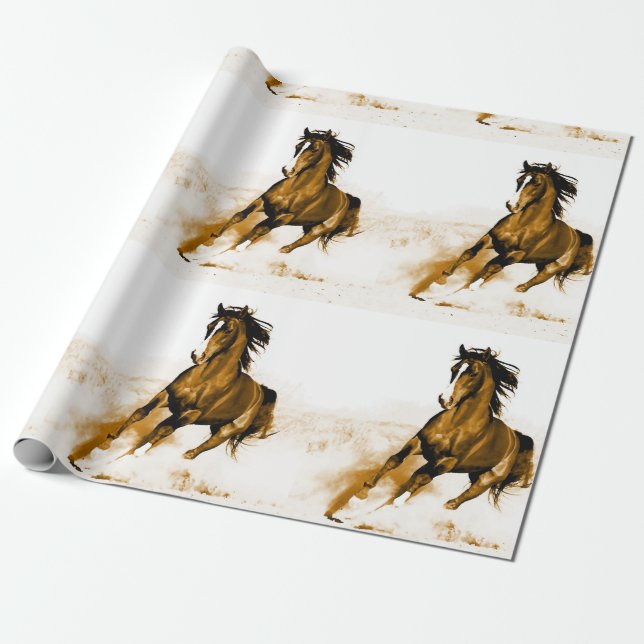 Horse Artwork Wrapping Paper (Unrolled)