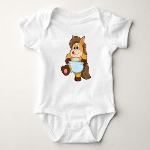 Horse as Baby with Diaper Baby Bodysuit
