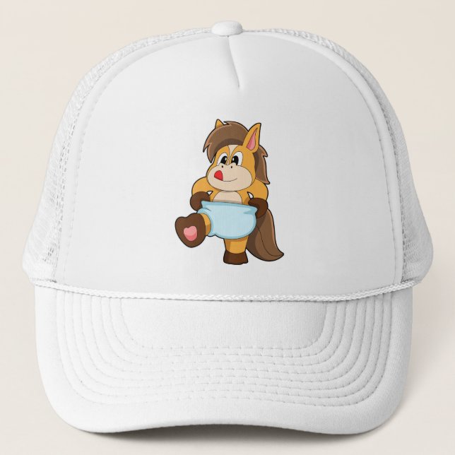 Horse as Baby with Diaper Trucker Hat (Front)