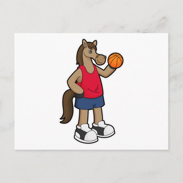 Horse as Basketball player with Basketball Postcard (Front)