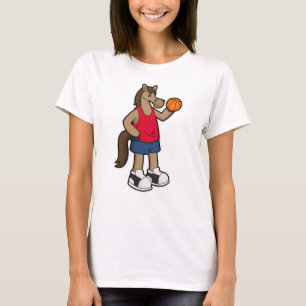 Horse as Basketball player with Basketball T-Shirt