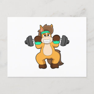 Horse as Bodybuilder with Barbell Postcard