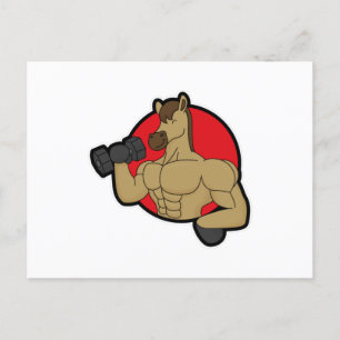Horse as Bodybuilder with Dumbbell Postcard