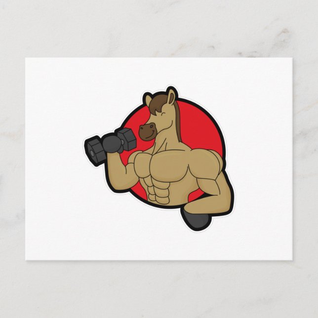Horse as Bodybuilder with Dumbbell Postcard (Front)