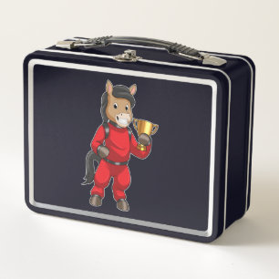 Horse as Champion with Trophy Metal Lunch Box