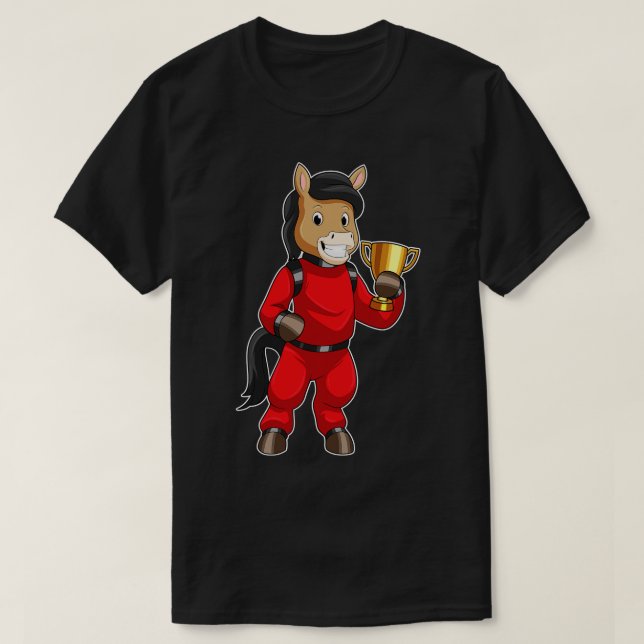 Horse as Champion with Trophy T-Shirt (Design Front)
