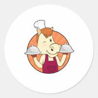 Horse as Cook with Serving platters