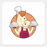Horse as Cook with Serving platters